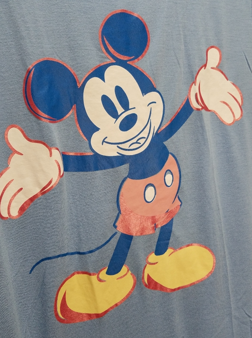 Disney Mickey Mouse Graphic Tee Light Blue Casual Curved Hem Top XXL - Picture 4 of 7